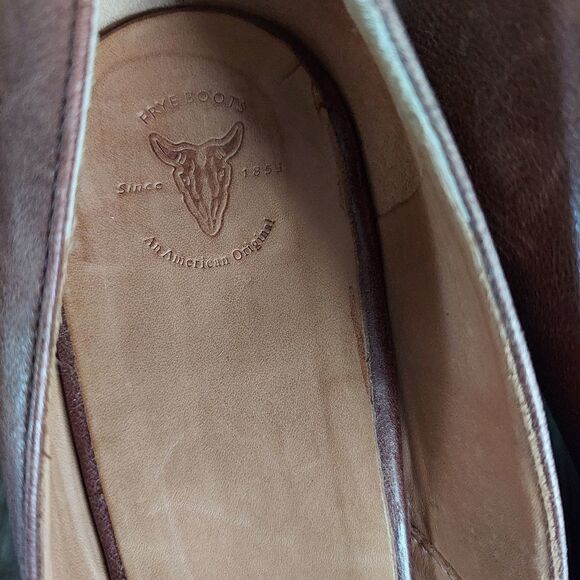 Vintage Frye Brown Leather Peep Toe Slip On Heels Shoes Size 7 - Picture 7 of 9